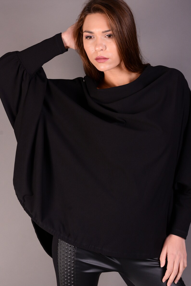 Black Blouse Loose Blouse Long Black Blouse Black Oversized - Etsy