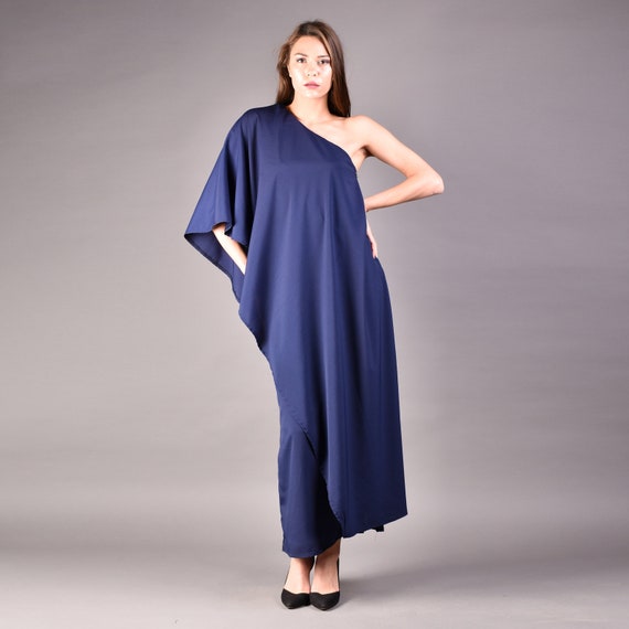 navy blue asymmetrical dress