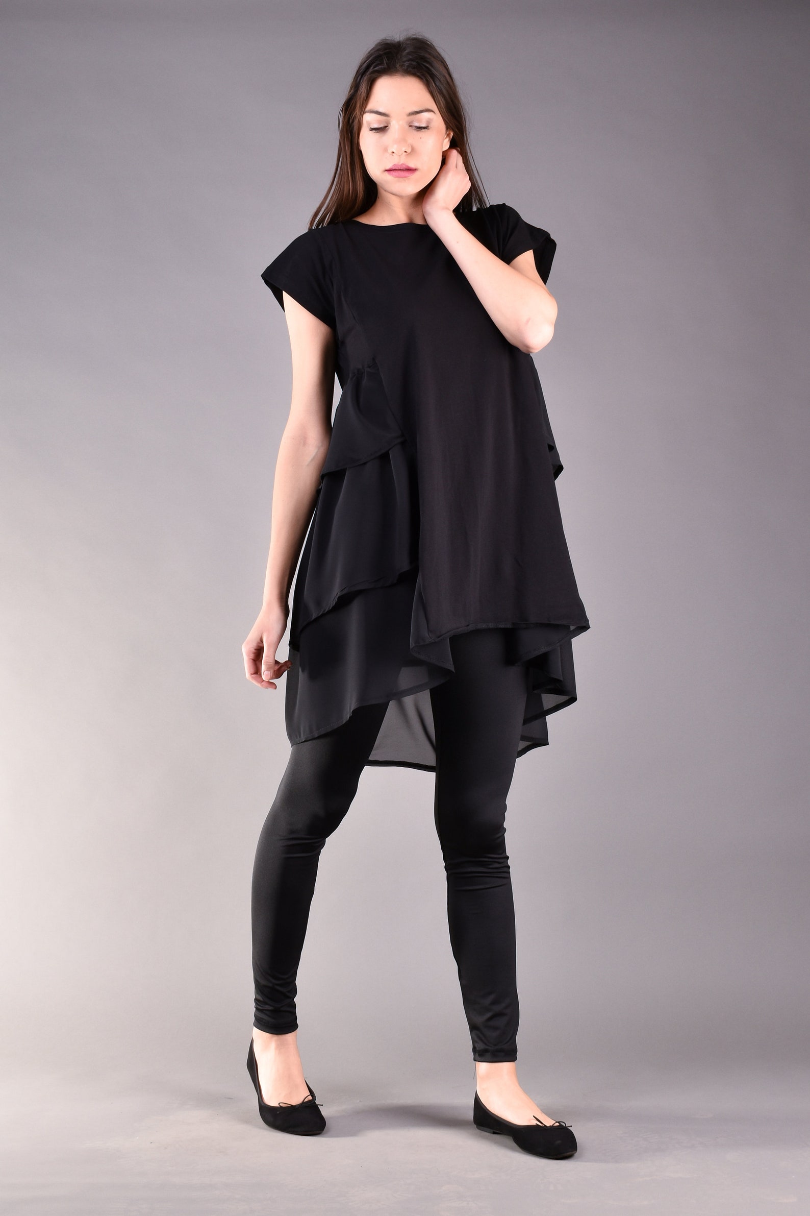 Black Tunic Top Plus Size Tunic Asymmetric Tunic Women | Etsy