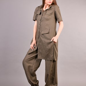 Linen Pants, Linen Tunic, Women Linen Set, Harem Pants, Drop Crotch Pants, Boho Pants, Linen Shirt, Linen Top, Plus Size Clothing image 6