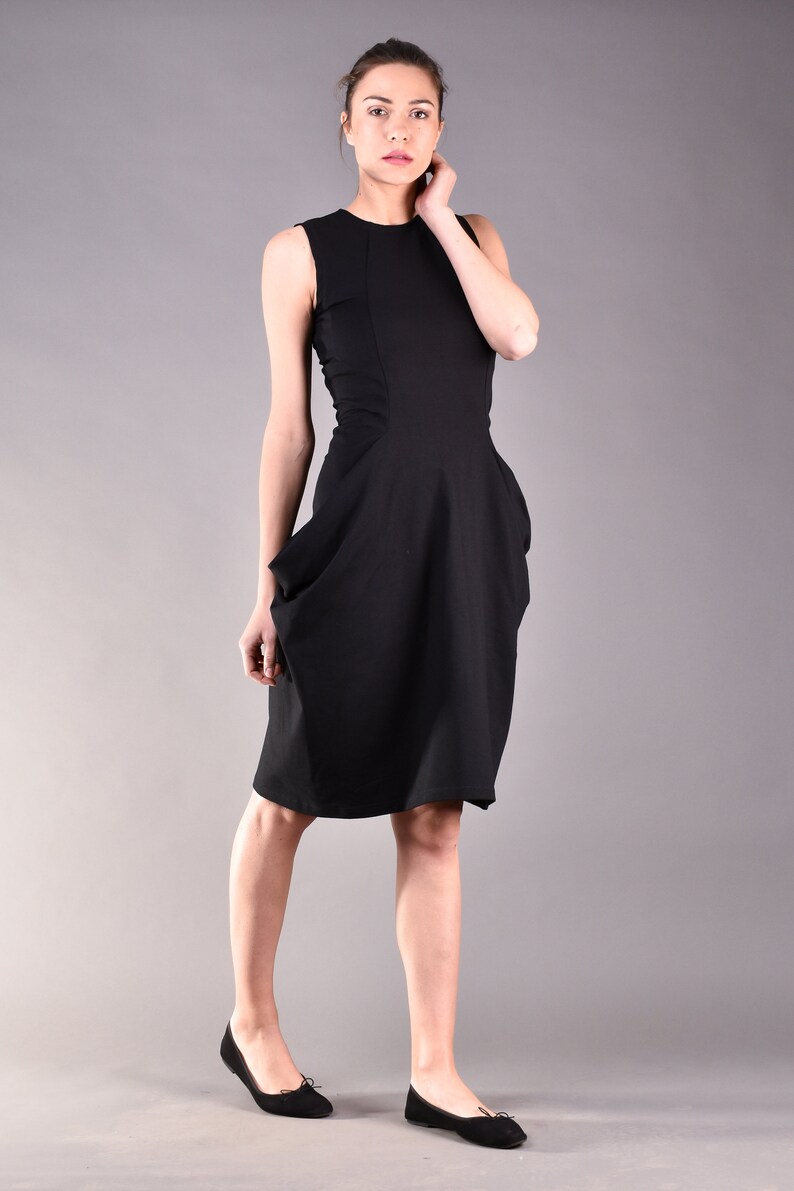 Black Dress, Sleeveless Dress, Knee Length Dress, Summer Black Dress, Plus Size Dress, Casual Dress, Cocktail Dress, Оversize Dress image 3