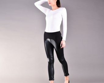 Black Leather Leggings, Leather Pants, Vegan Leather, Cigarette Slim Pants, Black Leggings, Women Leggings, Sexy Leggings Plus Size Leggings