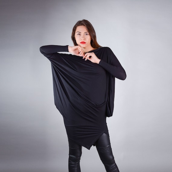 knee length dresses for ladies Bottom Scooped Long Sleeve Tunic Dress – Shop Lev main image 1