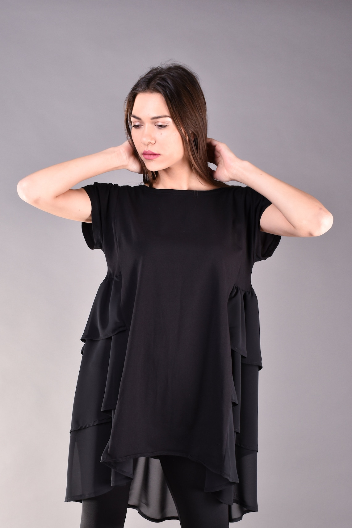 Black Tunic Top Plus Size Tunic Asymmetric Tunic Women | Etsy