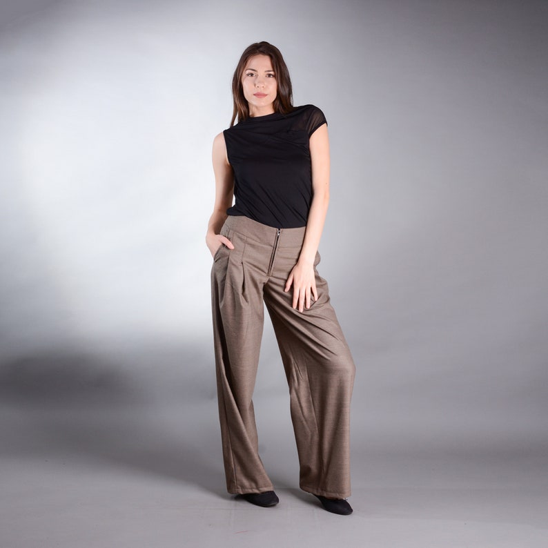 Palazzo Pants, Wide Leg Pants, Loose Pants, High Waisted Pants, Plus Size Clothing image 1