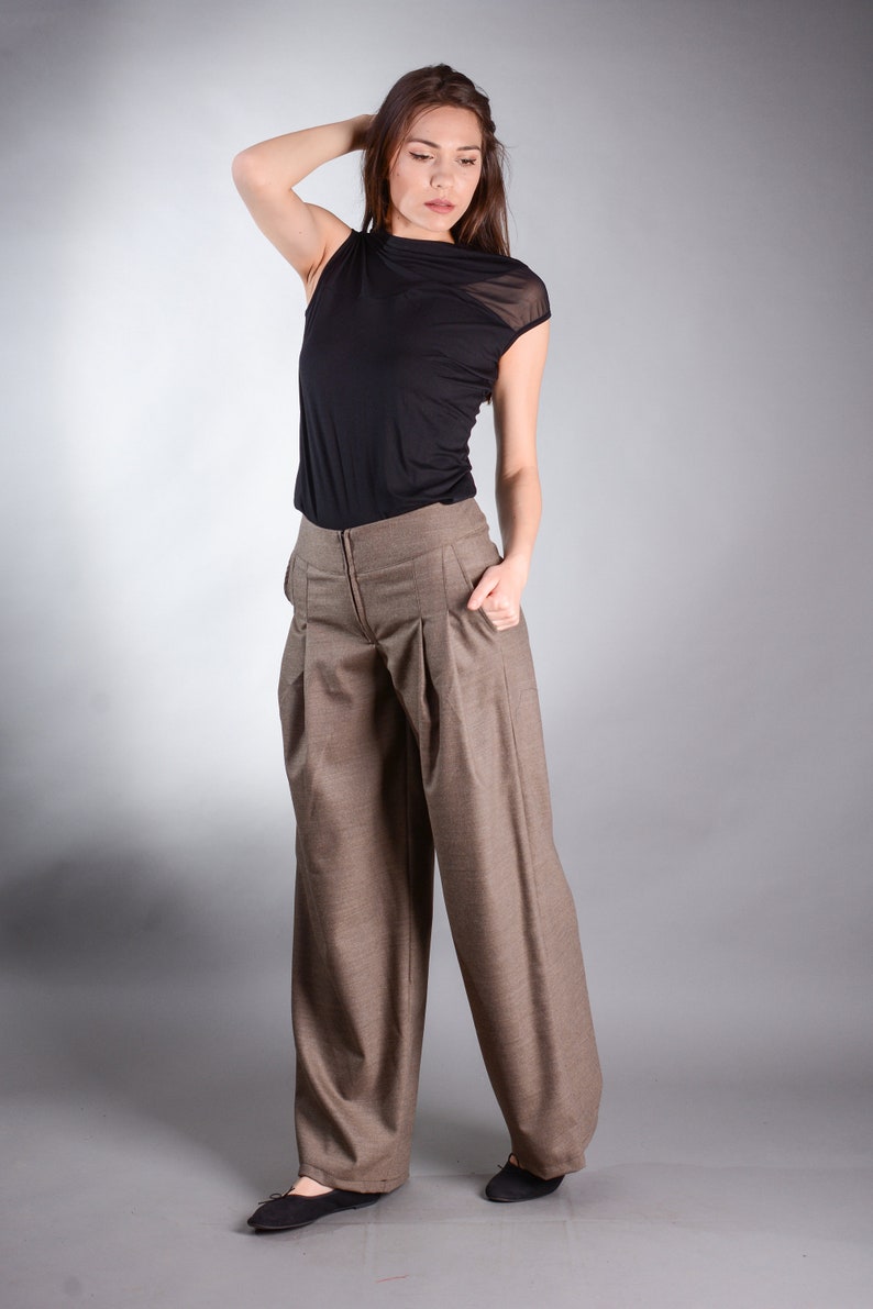 Palazzo Pants, Wide Leg Pants, Loose Pants, High Waisted Pants, Plus Size Clothing image 3