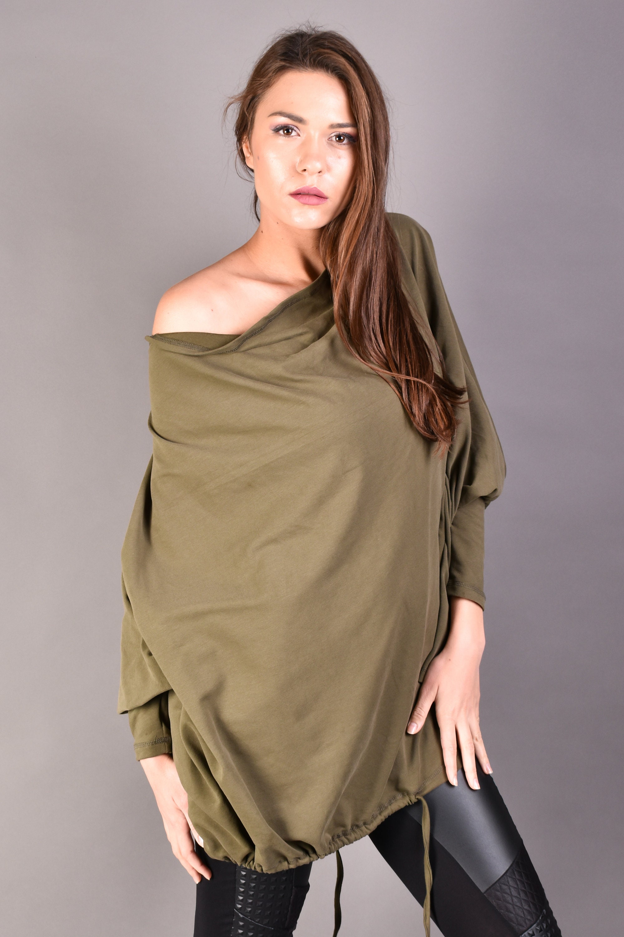 Olive Green Blouse Loose Top Plus Size Blouse Women Blouse Etsy