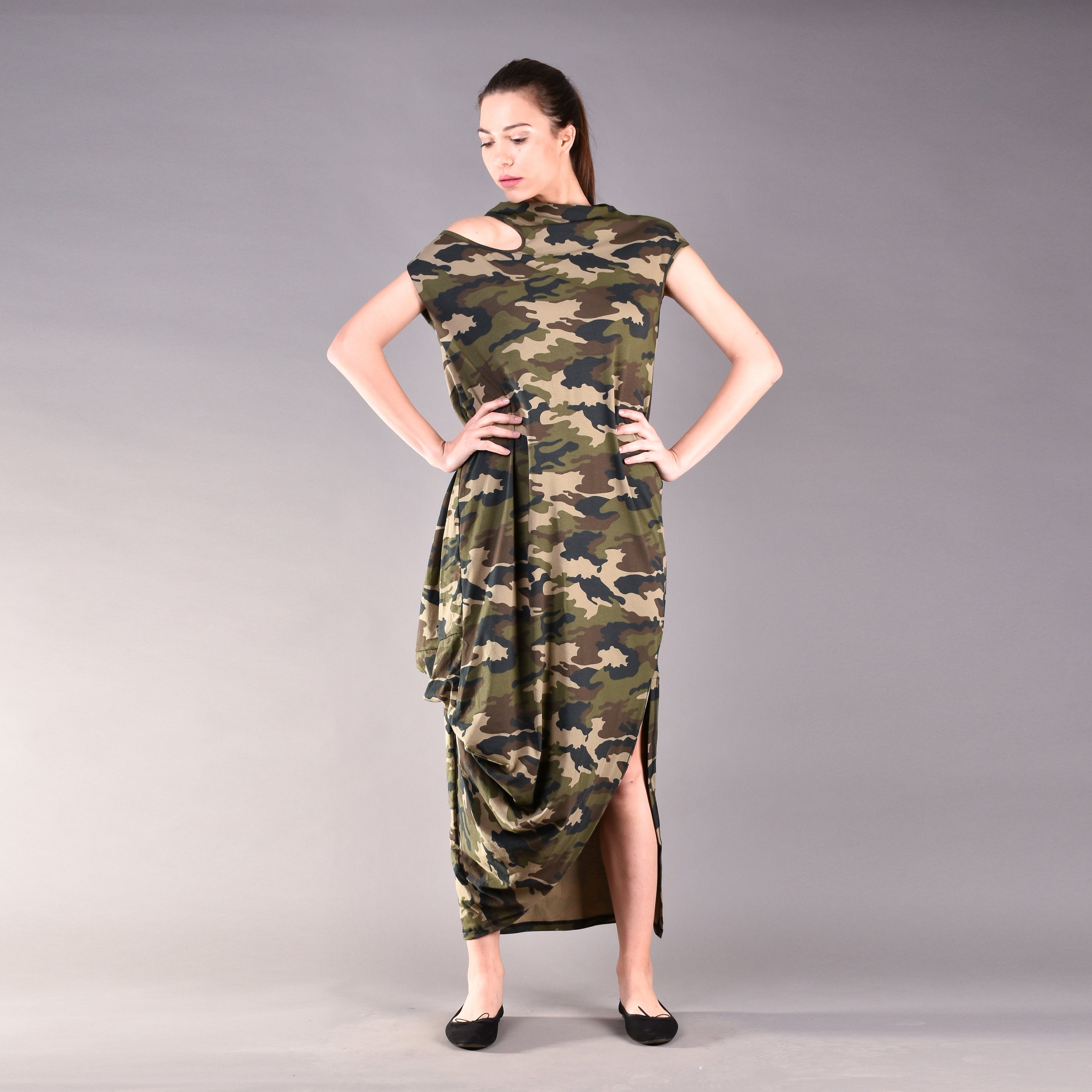 Camo Dress, Loose Dress, Short Sleeve ...