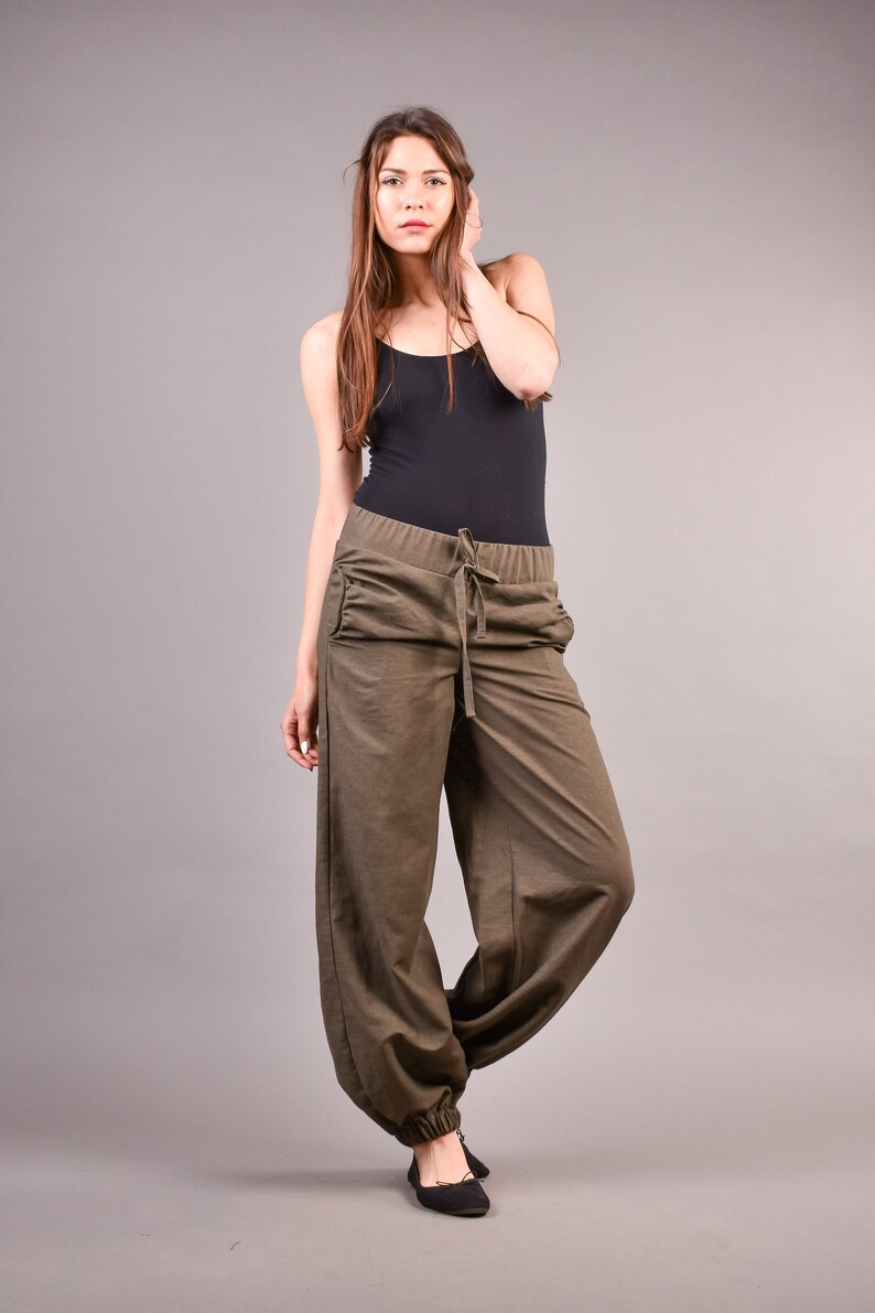 Harem Pants, Linen Pants, Trousers, Plus Size Linen, Linen Harem Pants, Women Linen Trousers, Plus Size Clothing, Women Pants image 3