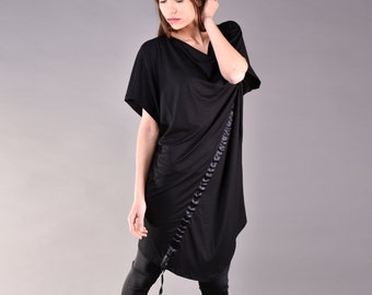 Black Tunic, Plus Size Tunic, Loose Tunic, Short Sleeve Tunic, Women Tunic, Tunic Top, Oversized Tunic, Fashion Tunic, Maxi Tunic