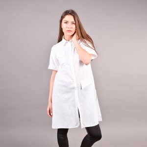 Shirt Tunic, White Tunic, Linen Shirt, Plus Size Shirt, Boho Tunic, Loose Shirt, Oversized Tunic, Casual Tunic, Maxi Tunic Top, Summer Tunic