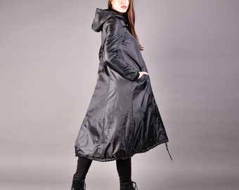 Veste noire, veste d’hiver, veste femme, veste plus taille, veste surdimensionnée, manteau chaud, veste Maxi, veste gothique,