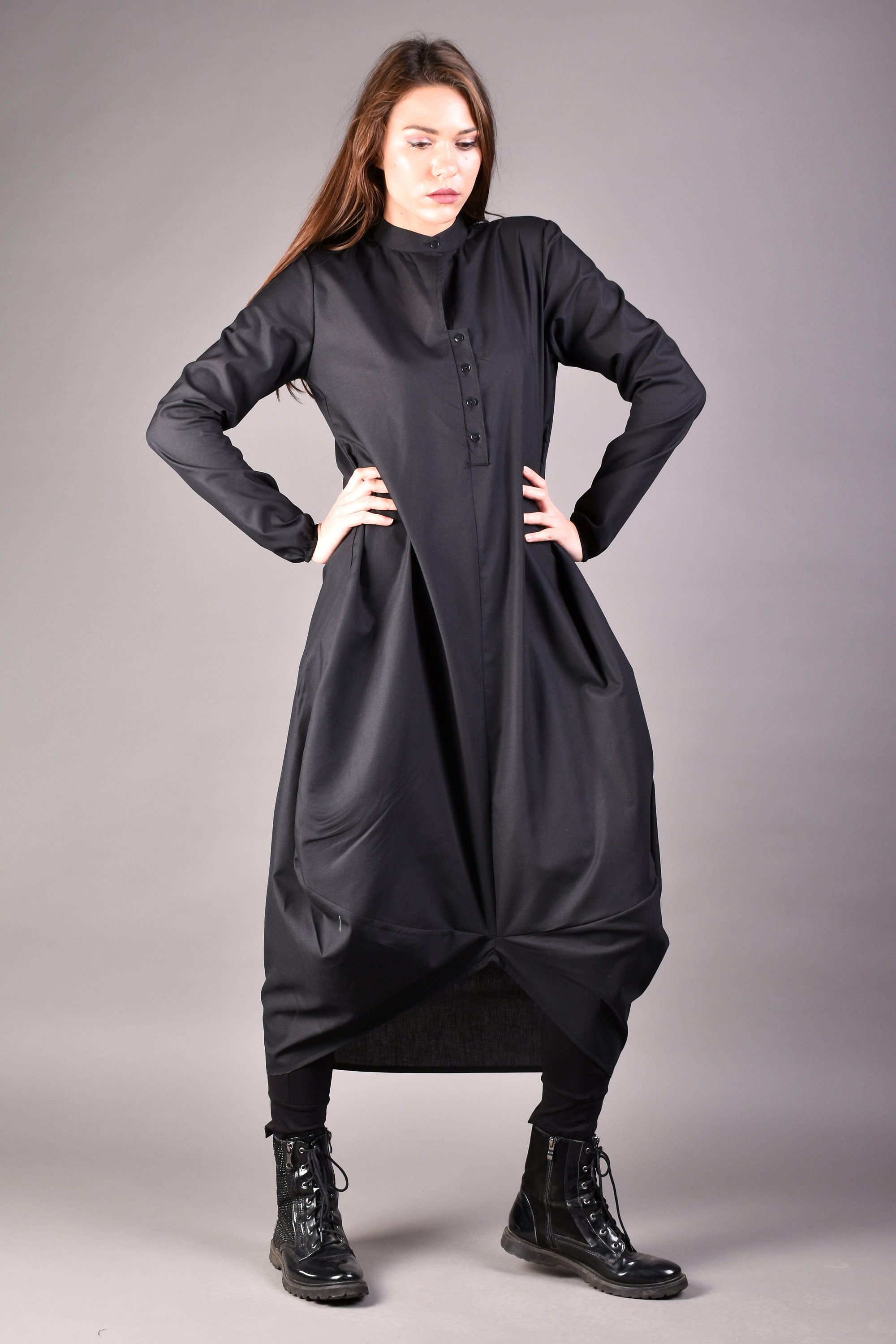 Black shirt dress Maxi shirt Black kaftan Loose dress | Etsy