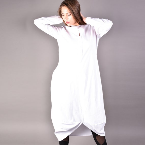white maxi shirt dress