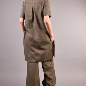Linen Pants, Linen Tunic, Women Linen Set, Harem Pants, Drop Crotch Pants, Boho Pants, Linen Shirt, Linen Top, Plus Size Clothing image 7