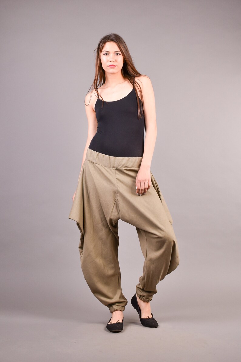 Loose Pants Linen Pants Baggy Pants Linen Harem Pants Harem Trousers Drop Crotch Pants Plus Size Clothing Women Pants