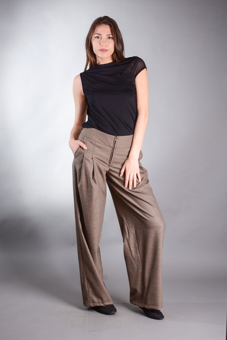 Palazzo Pants, Wide Leg Pants, Loose Pants, High Waisted Pants, Plus Size Clothing image 4