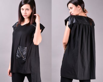 Black Tunic, Loose Tunic, Black Tunic Top, Women Tunic, Oversize Tunic, Plus Size Maxi Top, Plus Size Clothing, Plus Size Tunic