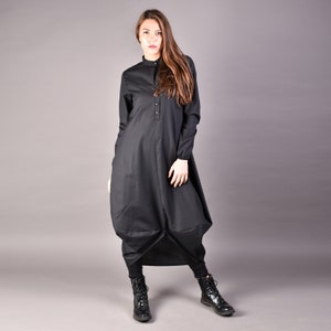 Black shirt dress, Maxi shirt, Black kaftan, Loose dress, Oversized dress, Long tunic, Overlenghts dress, Black Dress, Maxi dress