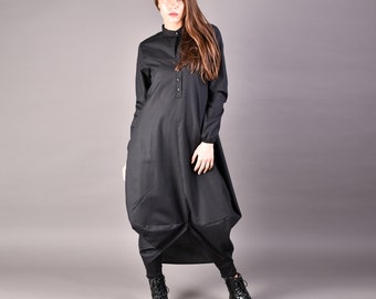 Black shirt dress, Maxi shirt, Black kaftan, Loose dress, Oversized dress, Long tunic, Overlenghts dress, Black Dress, Maxi dress