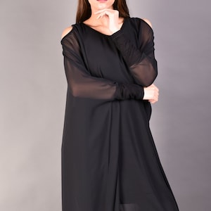 Black Tunic, Тulle, Womens Tunic, Oversize Tunic, Dress Tunic, Plus Size Tunic, Long Sleeve Tunic, Maxi Tunic Top, Tulle Cover Up, Clothing zdjęcie 4