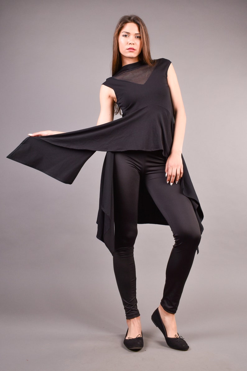 Long Black Tunic Plus Size Tunic Long Tunic Top Black Gothic Top Gothic Clothing Maxi Tunic Oversize Tunic Women Tunic