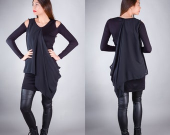 Plus Size Tunic, Asymmetric Tunic, Tunic Top, Black Tunic, Tulle, Off the Shoulder Top, Plus Size Fashion, Plus Size Clothing