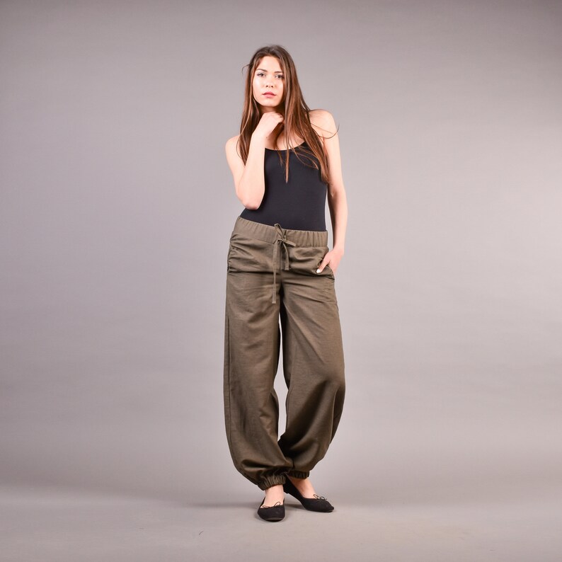 Harem Pants, Linen Pants, Trousers, Plus Size Linen, Linen Harem Pants, Women Linen Trousers, Plus Size Clothing, Women Pants image 1