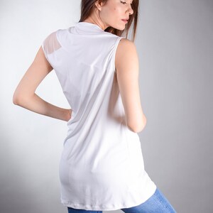 Weiße Bluse, Weißes Spitzen top, Tunika Top, asymmetrisches Top, Oversized Top, Plus Size Kleidung Bild 5