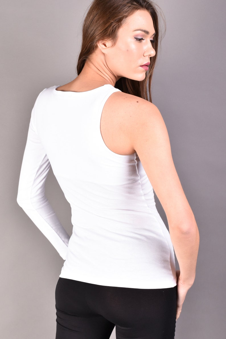 Off Shoulder, White Blouse, Women Blouse, White Top, Casual White Top, One shoulder Blouse, Oversized Blouse, Plus Size Clothing image 5