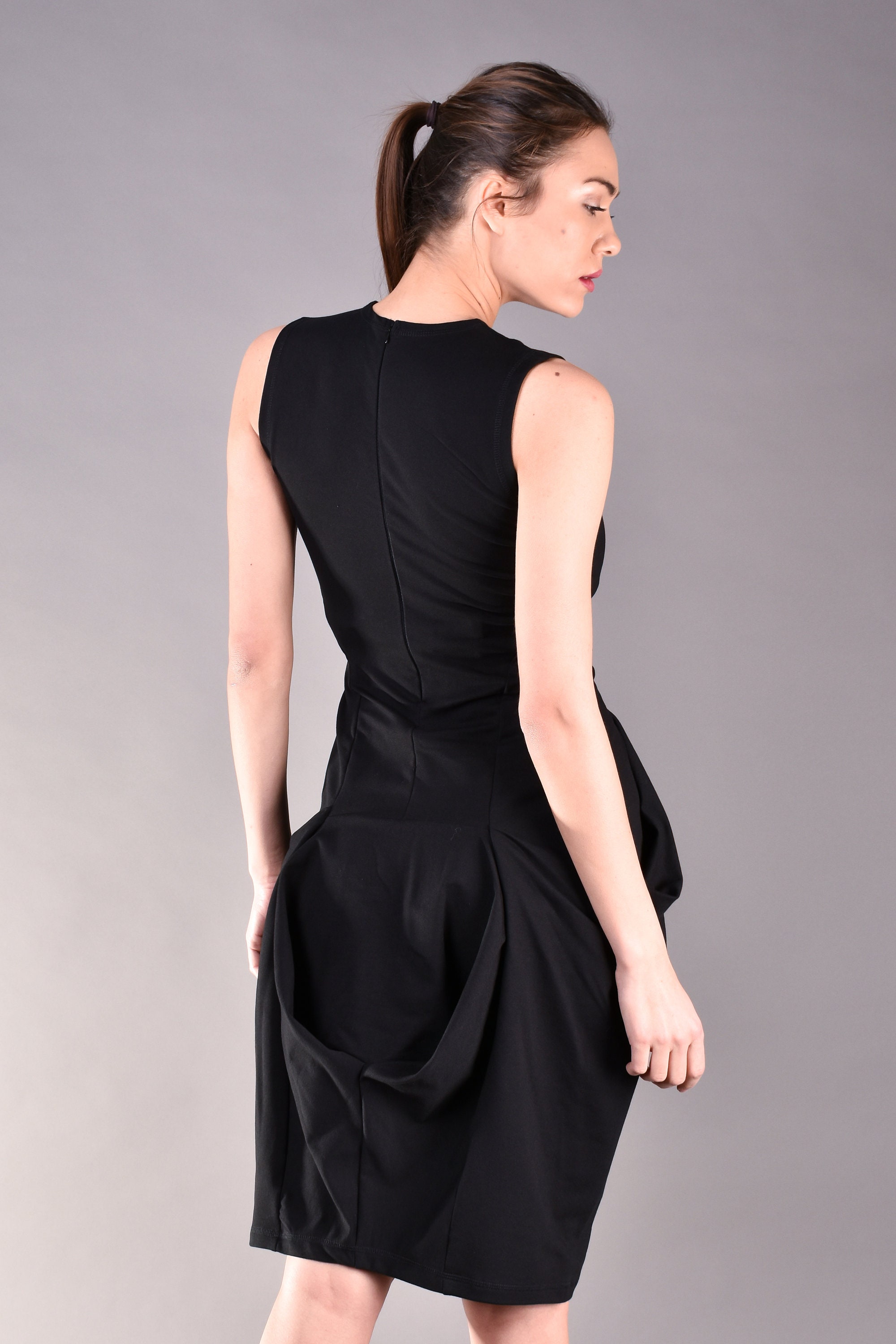 black cocktail dresses below the knee La Femme Midi-Length Black Homecoming Dress