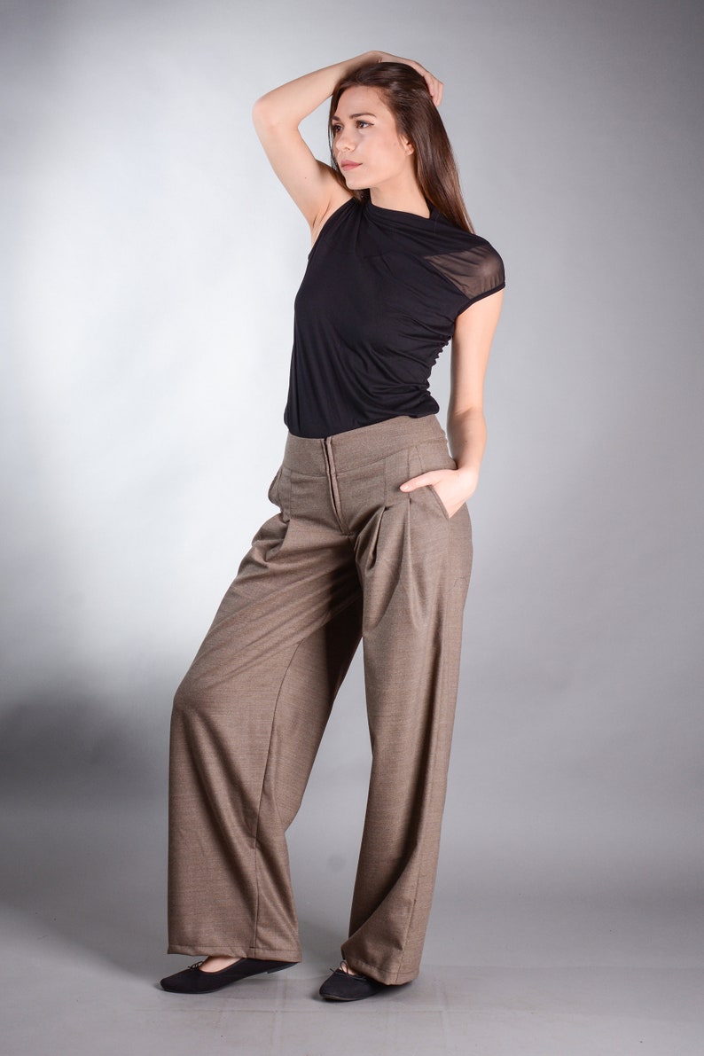 Palazzo Pants, Wide Leg Pants, Loose Pants, High Waisted Pants, Plus Size Clothing image 8