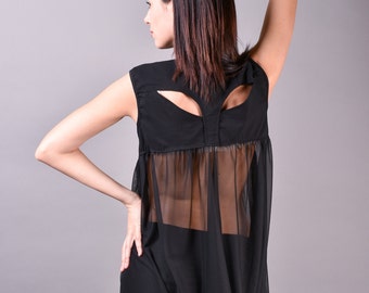 Black Top, Steampunk Blouse, Summer Blouse, Loose Black Top, Womens Top, Oversized Top, Black Loose Top, Plus Size Clothing