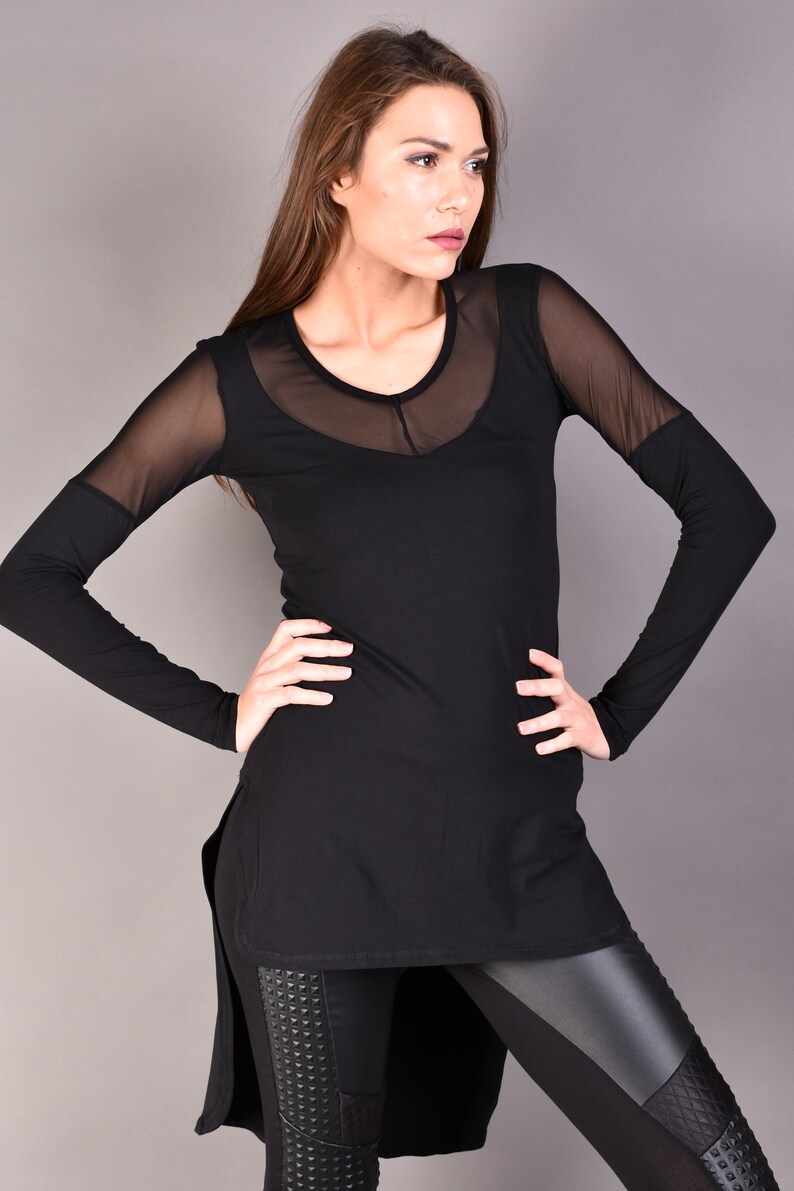 outfit blusa manga larga negra