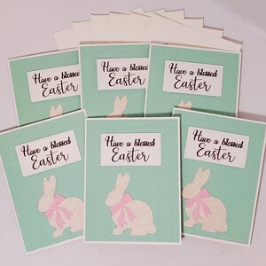 Easter Cards, Set of 6, Have a Blessed Easter, Spring, Cute, Embossed, Holiday Wishes