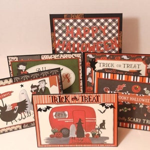 Assorted Halloween Cards, Individual or Set of 6, 5x7 Cards, Happy Halloween, Note Cards, Invitation, Thank You, Thinking of You, Handmade