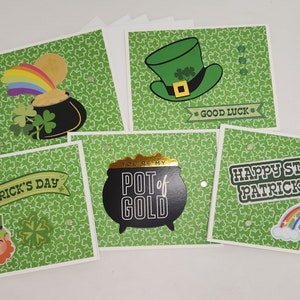 St. Patrick&#39;s Day Cards, Set of 5, Saint Patricks Day, Shamrock Cards, Irish Cards, Four Leaf Clover, Thinking of You, Note Card, Assorted