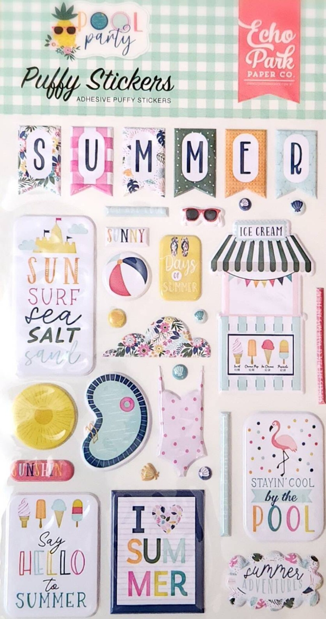 Pool Party Puffy Stickers, Summer Scrapbooking Embellishments - Etsy