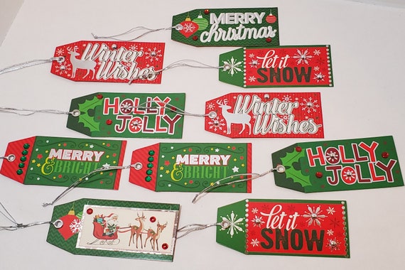 set of 10 Handmade Christmas gift tags