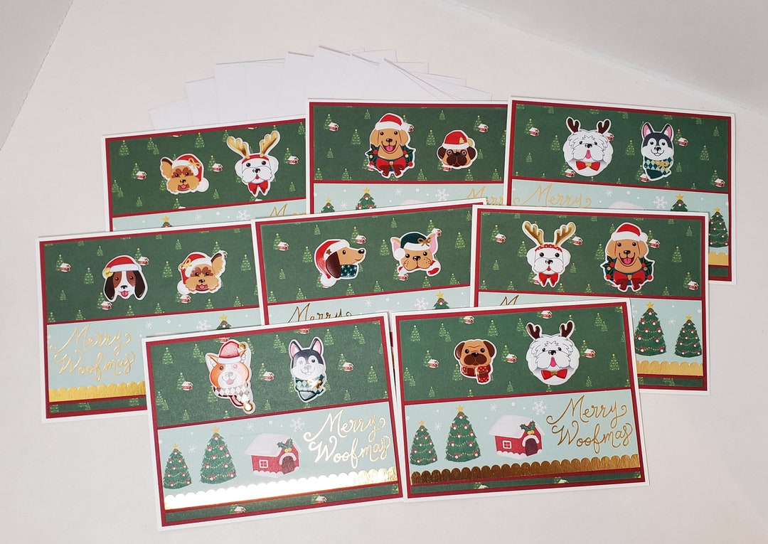 Handmade Dog Christmas Card Set, Merry Woofmas Cards, Set of 8 - Etsy