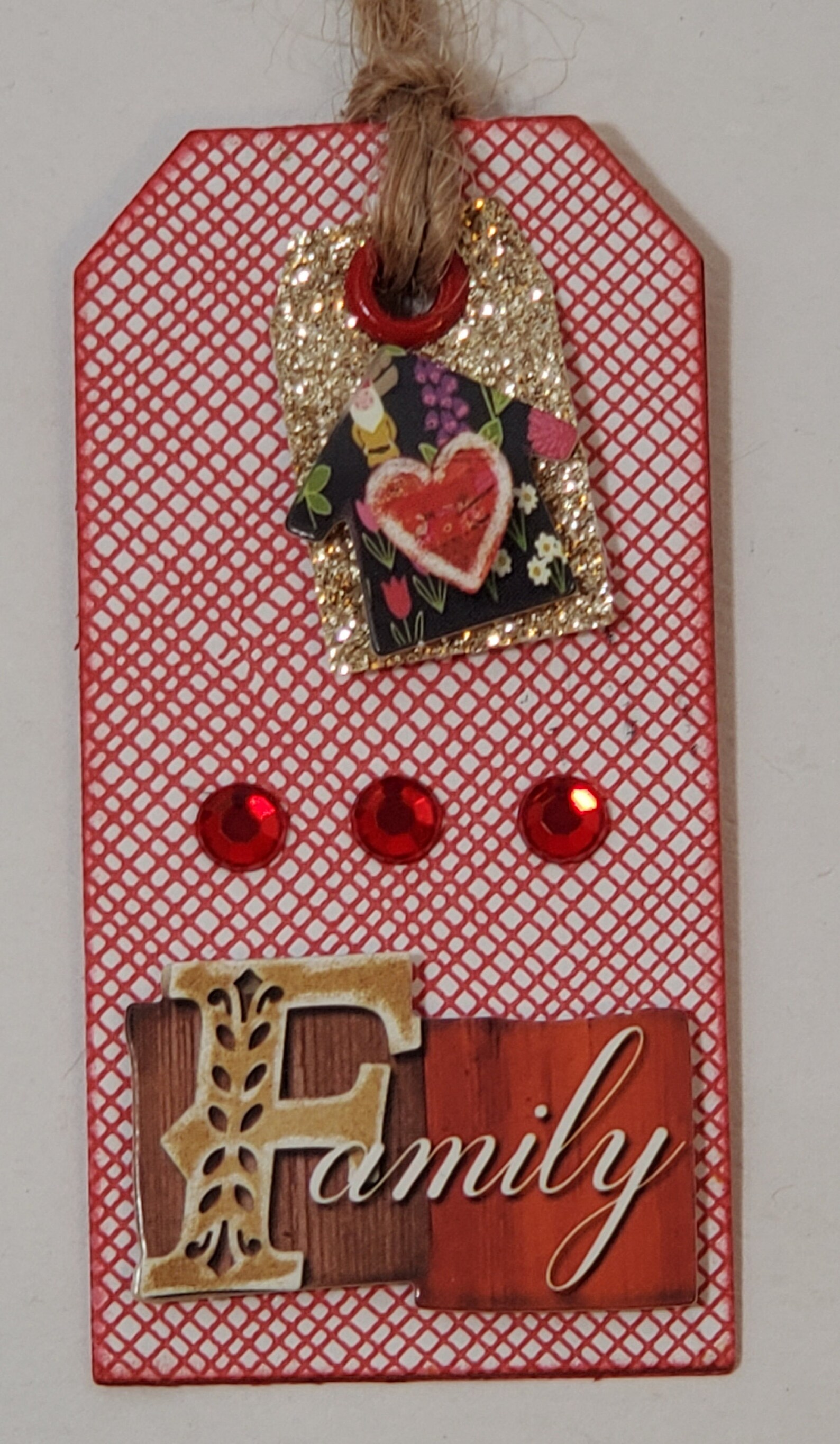 Handmade Gift Tags, Set of 5, Red, Love, Family, Scrapbooking, Card