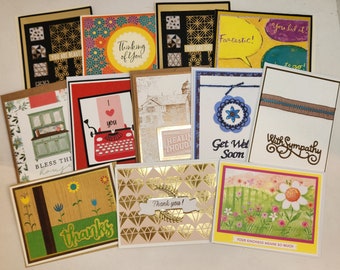 Handmade All Occasion Card Set, Embellished Greeting Cards, 12 Count