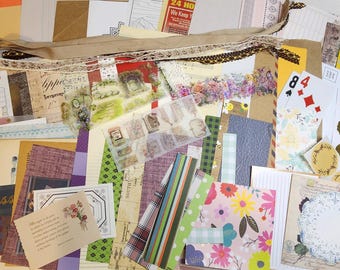 Junk Journal Kit, Ephemera, Papier, Schleifenband, 100+ Teile