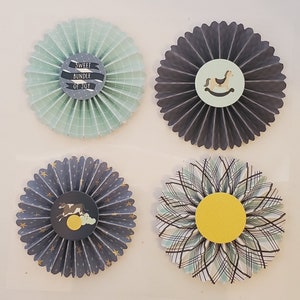 Carta Bella Rock A Bye Baby (Boy) Decorative Mini Paper Fans, Boy, Variety, Ephemera, Junk Journal, Scrapbooking, Card Making