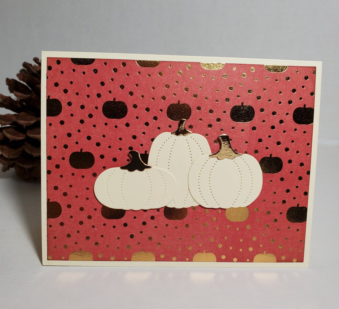Handmade Fall Pumpkin Note Card Set, Thanksgiving Greeting (set of 3 ...