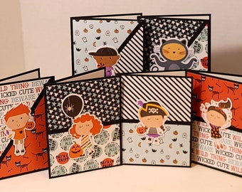 Handmade Halloween Cards - Set of 6 Cards, Fun, Kids Costume, Note Card, Invitation, Thank You, Happy Halloween, Thinking of You