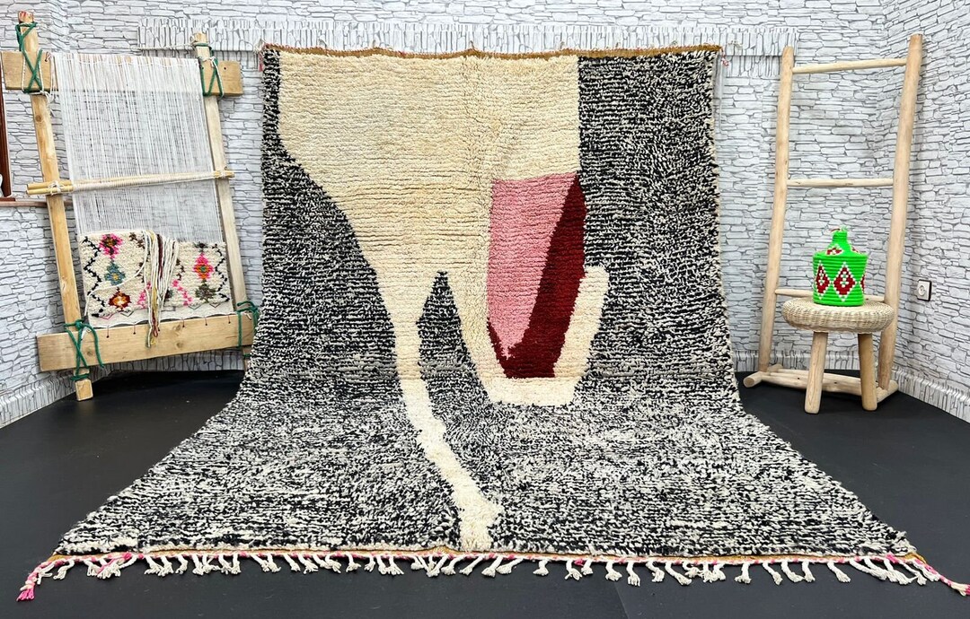 Handmade Beni Ourain Rug: Ivory Moroccan Wool Rug, Custom Design - Etsy