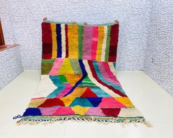 GROßER TEPPICH Fabelhafter handgemachter Marokkanischer Boujad Teppich Authentischer marokkanischer Teppich Abstrakter Boujad Teppich Bunte Wolle Teppich. 9,5X6,2 FT