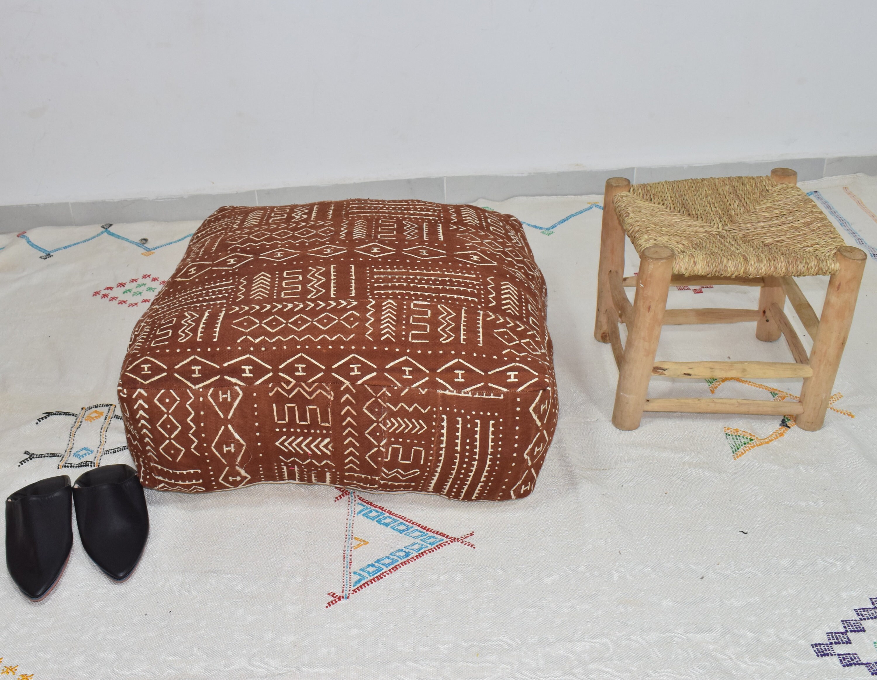 Indigo Mudcloth Square Pouf Bean Bag Chair Ottoman African Etsy