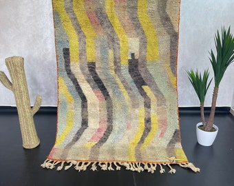 Marokkanischer Boujaad Teppich, Handgemachter bunter Teppich, Berber Wollteppich, Boho Wollteppich, Tapis Marocain, Teppich Marokko. Marokkanischer Teppich Nomaden